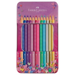 Карандаши цветные Faber-Castel "Sparkle", 12 цв., трехгран., метал. короб