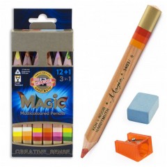 Карандаши с многоцв. гриф. Koh-I-Noor "Magic", 13цв., утолщен, заточ, точилка+ластик, картон, европодвес Карандаши с многоцв. гриф. Koh-I-Noor "Magic", 13цв., утолщен, заточ, точилка+ластик, картон, европодвес - фото 2