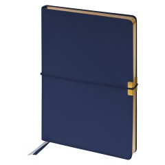 Ежедневник недатированный, А5, 136л., кожзам, Berlingo "Casual Gold", с резинкой, синий, золотой срез