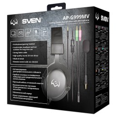 Наушники с микрофоном Sven AP-G999MV (с регулятором громкости), 2,2м, съемный микрофон, серый - фото 8