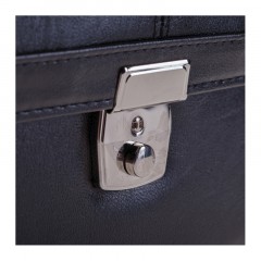Портфель OfficeSpace "Flora", кожзам, черный, 2 отделения, метал. замок - фото 3