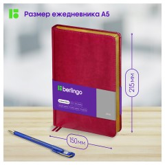 Ежедневник недатированный, А5, 160л., кожзам, Berlingo "xGold", зол. срез, фуксия Ежедневник недатированный, А5, 160л., кожзам, Berlingo "xGold", зол. срез, фуксия - фото 7