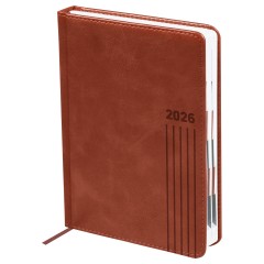 Ежедневник датированный 2026г., А5, 176л., твердый переплет, BG "Vesper Index. Brown", коричневый, блок с индексной вырубкой