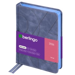 Ежедневник датированный 2026г., А6, 184л., кожзам, Berlingo "Velvet", цветной срез, серый