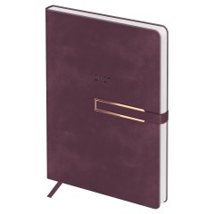 Еженедельник датированный 2026г., А5, 80л., твердый переплет, кожзам, BG "Замша", сливовый