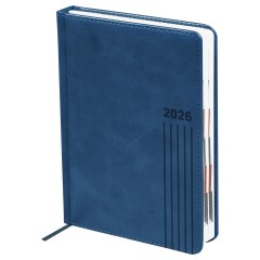 Ежедневник датированный 2026г., А5, 176л., твердый переплет, BG "Vesper Index. Blue", синий, блок с индексной вырубкой