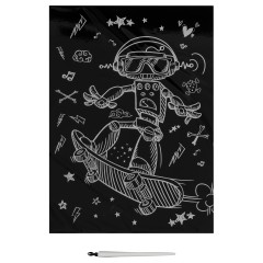 Гравюра с мультицветной основой ТРИ СОВЫ "Робот на скейте", А4 - фото 2