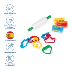 Пластилин растительный JOVI "Super kit", 03 цвета, 150г, растительный, 6 формочек, 1 скалка, картонная упаковка - фото 3