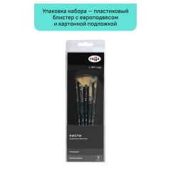 Набор художественных кистей синтетика Гамма "Модерн", 5шт., круглые №3,8, веерная № 6, плоская скошенная №5, круглая №6 французское крепл... Набор художественных кистей синтетика Гамма "Модерн", 5шт., круглые №3,8, веерная № 6, плоская скошенная №5, круглая №6 французское крепление, блистер - фото 3