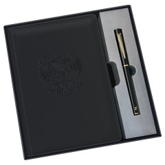 Ежедневник недатированный, А5, 136л., твердый переплет, кожзам, BG "Орел", черный, в подарочной коробке