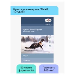 Папка для акварели, 50л., А4, Гамма "Студия", 200г/м2, среднее зерно - фото 2