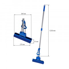 Швабра самоотжимная OfficeClean Professional с губ. насадкой, ПВА 27см, ролик. отжим, телеск. ручка 70-125 - фото 8
