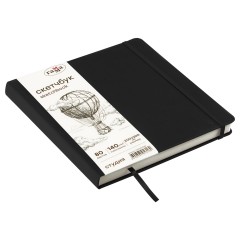 Скетчбук 80л., 200*200 Гамма "Студия", черный, твердая обложка, на резинке, слоновая кость, 140г/м2 - фото 2