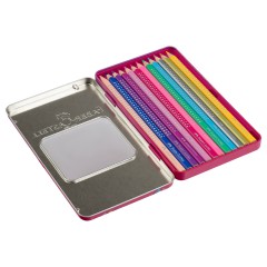 Карандаши цветные Faber-Castel "Sparkle", 12 цв., трехгран., метал. короб - фото 4