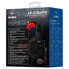 Наушники с микрофоном Sven AP-G988MV (с регулятором громкости), 2,2м, красный, черный - фото 7