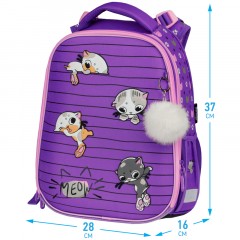 Ранец Berlingo Expert Max "Kittens lilac" 37*28*16см, 2 отделения, анатомическая спинка, дождевик в комплекте - фото 2