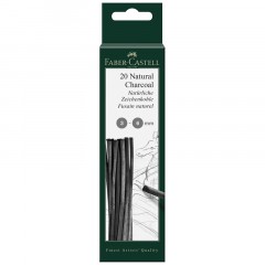 Уголь натуральный Faber-Castell "Pitt", ? 3-6мм, круглый, 20шт., картон. упаковка