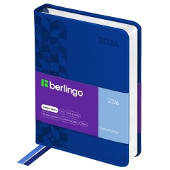 Ежедневник датированный 2026г., А6, 184л., кожзам, Berlingo "Vivella Prestige", синий