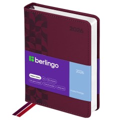 Ежедневник датированный 2026г., А6, 184л., кожзам, Berlingo "Vivella Prestige", бордовый