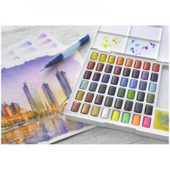 Акварель художественная Faber-Castell "Watercolours", 48цв., кюветы, + кисть "Water Brush"+ съемная палитра, пластиковая упаковка Акварель художественная Faber-Castell "Watercolours", 48цв., кюветы, + кисть "Water Brush"+ съемная палитра, пластиковая упаковка - фото 5