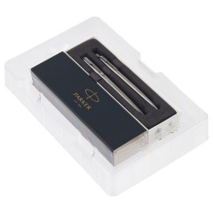 Набор Parker "Jotter Stainless Steel CT": ручка шариковая 1,0мм синяя и ручка перьевая 1,0мм синяя, подарочная упаковка Набор Parker "Jotter Stainless Steel CT": ручка шариковая 1,0мм синяя и ручка перьевая 1,0мм синяя, подарочная упаковка - фото 2