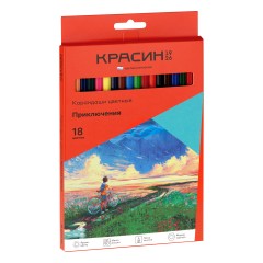 Карандаши цветные Красин "Приключения", 18цв., шестигран., заточен., картон, европодвес - фото 6