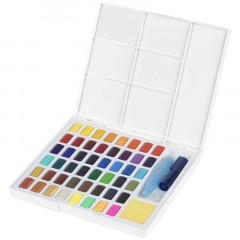 Акварель художественная Faber-Castell "Watercolours", 48цв., кюветы, + кисть "Water Brush"+ съемная палитра, пластиковая упаковка Акварель художественная Faber-Castell "Watercolours", 48цв., кюветы, + кисть "Water Brush"+ съемная палитра, пластиковая упаковка - фото 2