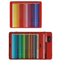 Карандаши цветные Faber-Castell "Grip", 48цв., трехгран., заточ.+ч/г кар. Grip+точилка+кисть, метал. коробка Карандаши цветные Faber-Castell "Grip", 48цв., трехгран., заточ.+ч/г кар. Grip+точилка+кисть, метал. коробка - фото 3