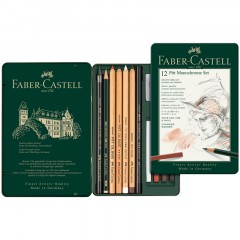 Набор художественных изделий Faber-Castell "Pitt Monochrome", 12 предметов, метал. коробка Набор художественных изделий Faber-Castell "Pitt Monochrome", 12 предметов, метал. коробка - фото 2