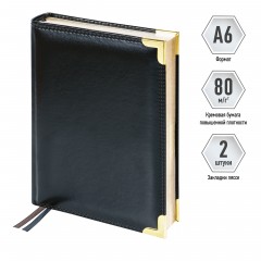 Ежедневник недатированный, А6, 160л., кожа, Delucci, гладкая кожа, черный, зол. срез Ежедневник недатированный, А6, 160л., кожа, Delucci, гладкая кожа, черный, зол. срез - фото 2