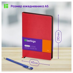 Ежедневник недатированный, А5, 136л., кожзам, Berlingo "Fuze", цветной срез, красный Ежедневник недатированный, А5, 136л., кожзам, Berlingo "Fuze", цветной срез, красный - фото 7