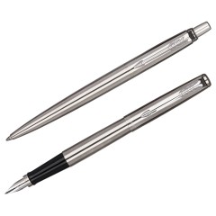 Набор Parker "Jotter Stainless Steel CT": ручка шариковая 1,0мм синяя и ручка перьевая 1,0мм синяя, подарочная упаковка Набор Parker "Jotter Stainless Steel CT": ручка шариковая 1,0мм синяя и ручка перьевая 1,0мм синяя, подарочная упаковка - фото 4