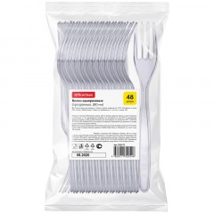 Вилки одноразовые OfficeClean, набор 48шт., ПС, прозрачные, 18см Вилки одноразовые OfficeClean, набор 48шт., ПС, прозрачные, 18см - фото 3