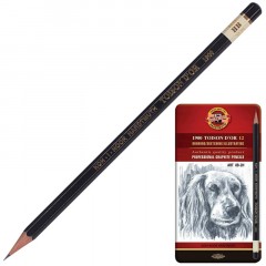 Набор карандашей ч/г Koh-I-Noor "Toison D`or" 12шт., 8B-2H, заточен., метал. пенал Набор карандашей ч/г Koh-I-Noor "Toison D`or" 12шт., 8B-2H, заточен., метал. пенал - фото 2