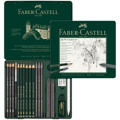 Набор карандашей ч/г Faber-Castell "Pitt Graphite", 19 предметов, заточен., метал. кор. Набор карандашей ч/г Faber-Castell "Pitt Graphite", 19 предметов, заточен., метал. кор. - фото 3
