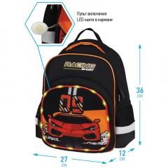 Рюкзак Berlingo Kids "Racing sport" 36*27*12см, 1 отделение, 2 кармана, эргономичная спинка, LED кант Рюкзак Berlingo Kids "Racing sport" 36*27*12см, 1 отделение, 2 кармана, эргономичная спинка, LED кант - фото 2