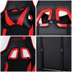 Кресло игровое Helmi HL-G05 "Effect", экокожа черная/красная, 2 подушки - фото 7