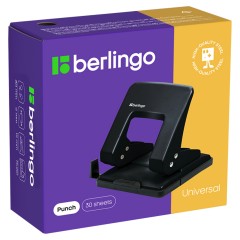 Дырокол Berlingo "Universal" 30л., металлический, черный, с линейкой - фото 2