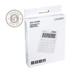 Калькулятор настольный Citizen SDC-810NR-WH, 10 разрядов, двойное питание, 102*124*25мм, белый - фото 4