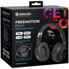 Наушники с микрофоном беспроводные Defender FreeMotion B540, Bluetooth, складные, MicroSD, FM, разъем Micro-USB, черный - фото 6