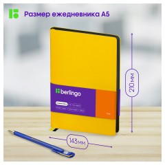 Ежедневник недатированный, А5, 136л., кожзам, Berlingo "Fuze", цветной срез, желтый Ежедневник недатированный, А5, 136л., кожзам, Berlingo "Fuze", цветной срез, желтый - фото 7