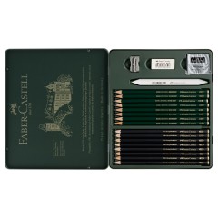 Набор карандашей ч/г Faber-Castell "Pitt Graphite Matt" и "Castell 9000", 20 предметов, заточен., метал. кор. - фото 5