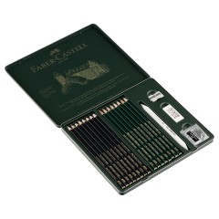 Набор карандашей ч/г Faber-Castell "Pitt Graphite Matt" и "Castell 9000", 20 предметов, заточен., метал. кор. - фото 6