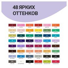 Набор двусторонних маркеров для скетчинга MESHU 48цв., основные цвета, корпус трехгранный, пулевид./клиновид.наконечники, текстильный чехол на молнии Набор двусторонних маркеров для скетчинга MESHU 48цв., основные цвета, корпус трехгранный, пулевид./клиновид.наконечники, текстильный чехол на молнии - фото 4