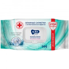 Салфетки влажные Aura "FAMILY", big-pack с крышкой, 15*14см, 144шт., антибактериальные Салфетки влажные Aura "FAMILY", big-pack с крышкой, 15*14см, 144шт., антибактериальные - фото 2