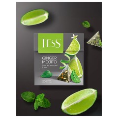 Чай TESS "Ginger Mojito" зеленый с ароматом мяты, цедрой лимона, имбирем, 20 пирамидок по 1,8 г, 0788-12 - фото 3