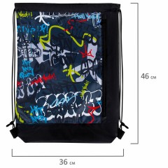 Мешок для обуви ЮНЛАНДИЯ с ручками, боковой карман на молнии, 46х36 см, "Graffiti", 272408 Мешок для обуви ЮНЛАНДИЯ с ручками, боковой карман на молнии, 46х36 см, "Graffiti", 272408 - фото 6