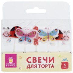 Свечи фигурные для торта на шпажках "Бабочки, божьи коровки", 5 шт, 2,5х3 см, ЗОЛОТАЯ СКАЗКА, 591463 - фото 5