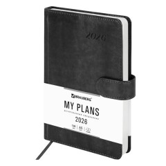 Ежедневник датированный 2026 А5 138x213 мм, BRAUBERG "Legend", под кожу, застежка, серый, 117068