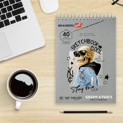 Скетчбук, белая бумага 160 г/м2, 140х201 мм, 40 л., гребень, жесткая подложка, BRAUBERG ART CLASSIC, ассорти, 115071 - фото 8